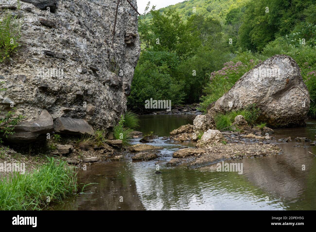 The remains of the Austin Dam failure in Austin, Pennsylvania near the