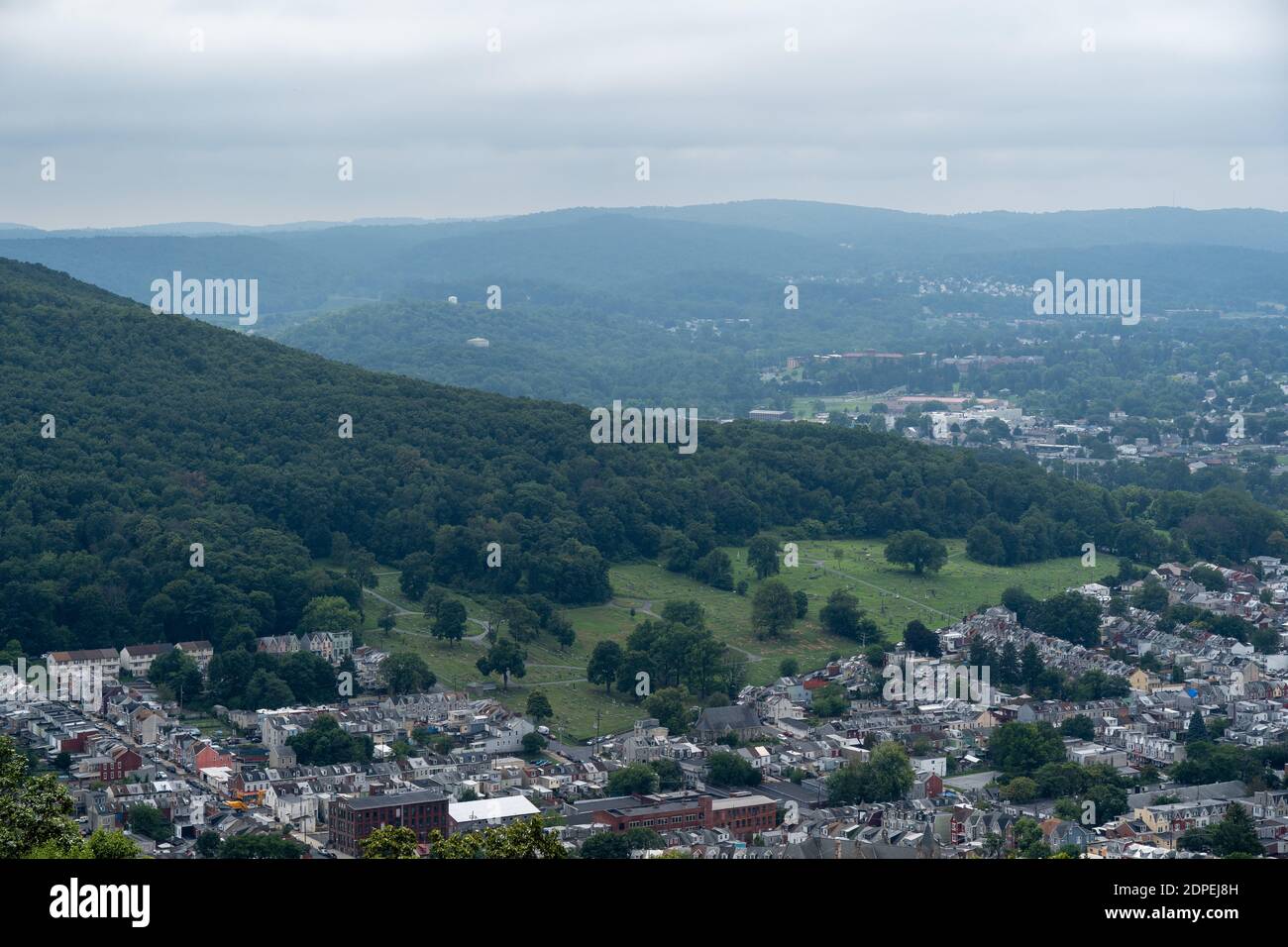 A high angle view of the city of Reading, Pennsylvania Stock Photo