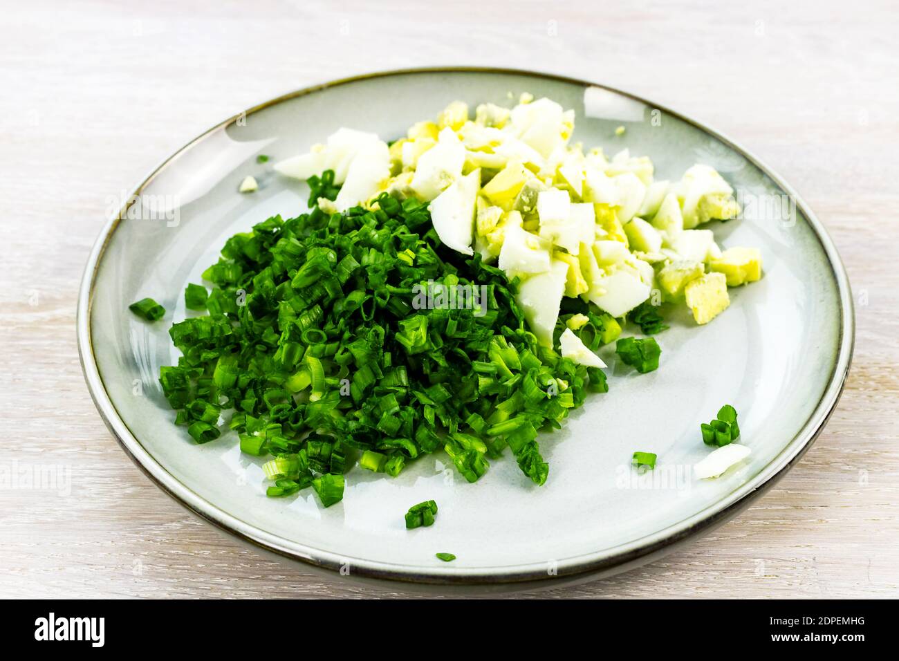 egg and green onion chopped ingredients Stock Photo Alamy