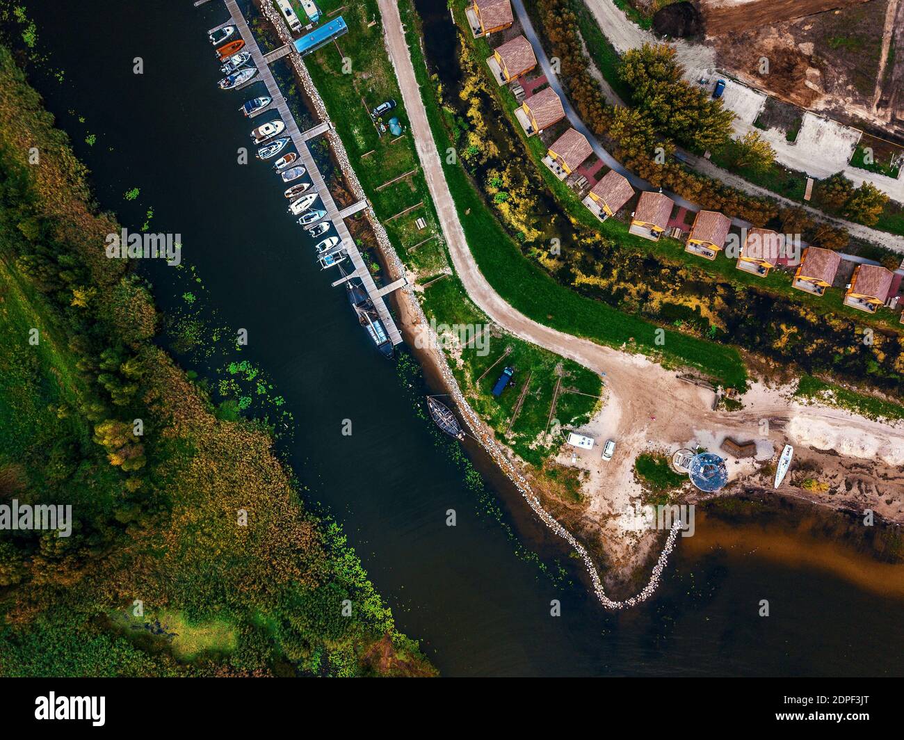 Aerial View Of River In City Stock Photo - Alamy