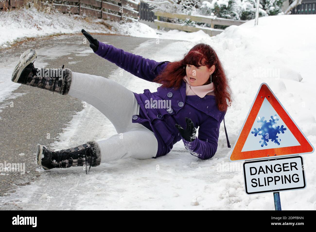 Woman Slipping On Ice