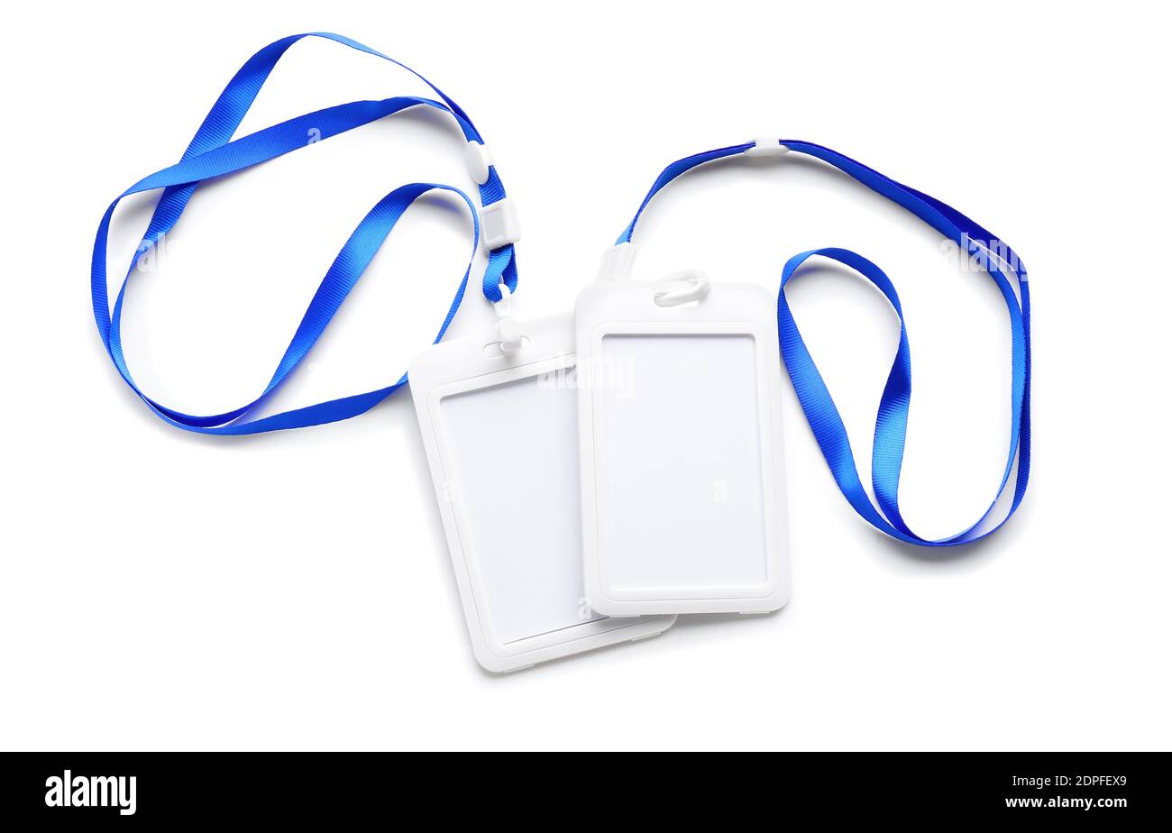 Blank badges on white background Stock Photo - Alamy