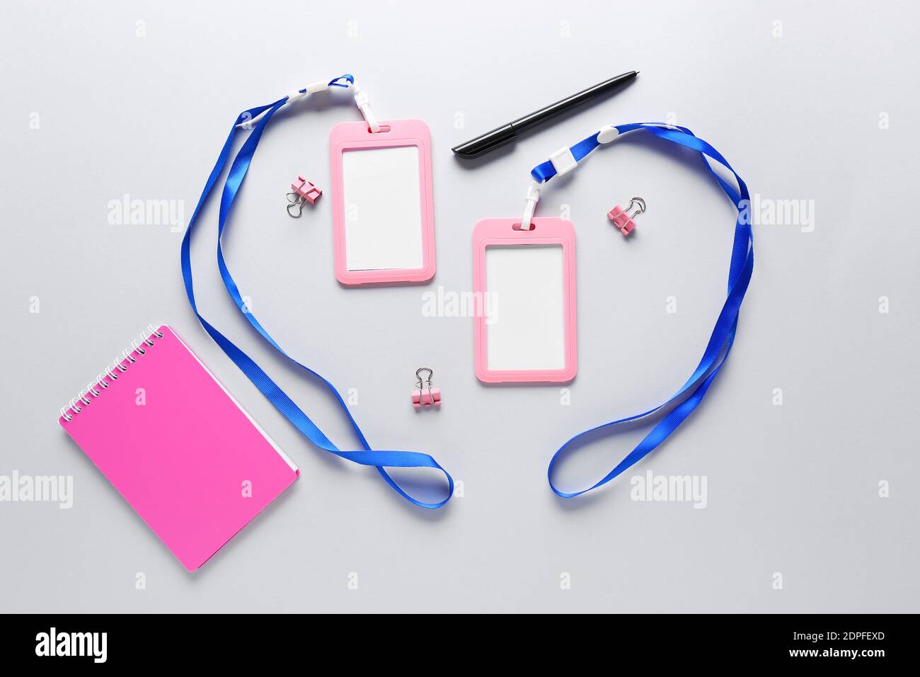Blank badges and stationery on white background Stock Photo - Alamy