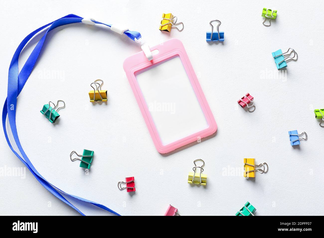 Blank badge and stationery on white background Stock Photo - Alamy
