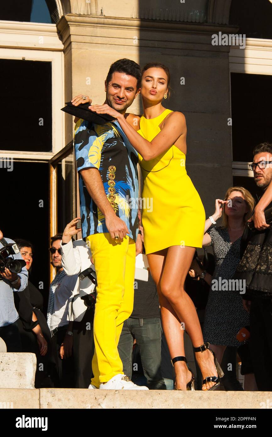 Irina Shayk attending Versace's Fall-Winter 2015/2016 Haute Couture