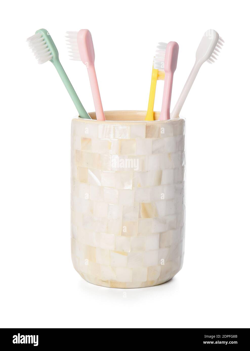 Holder with toothbrushes isolated on white background Stock Photo - Alamy
