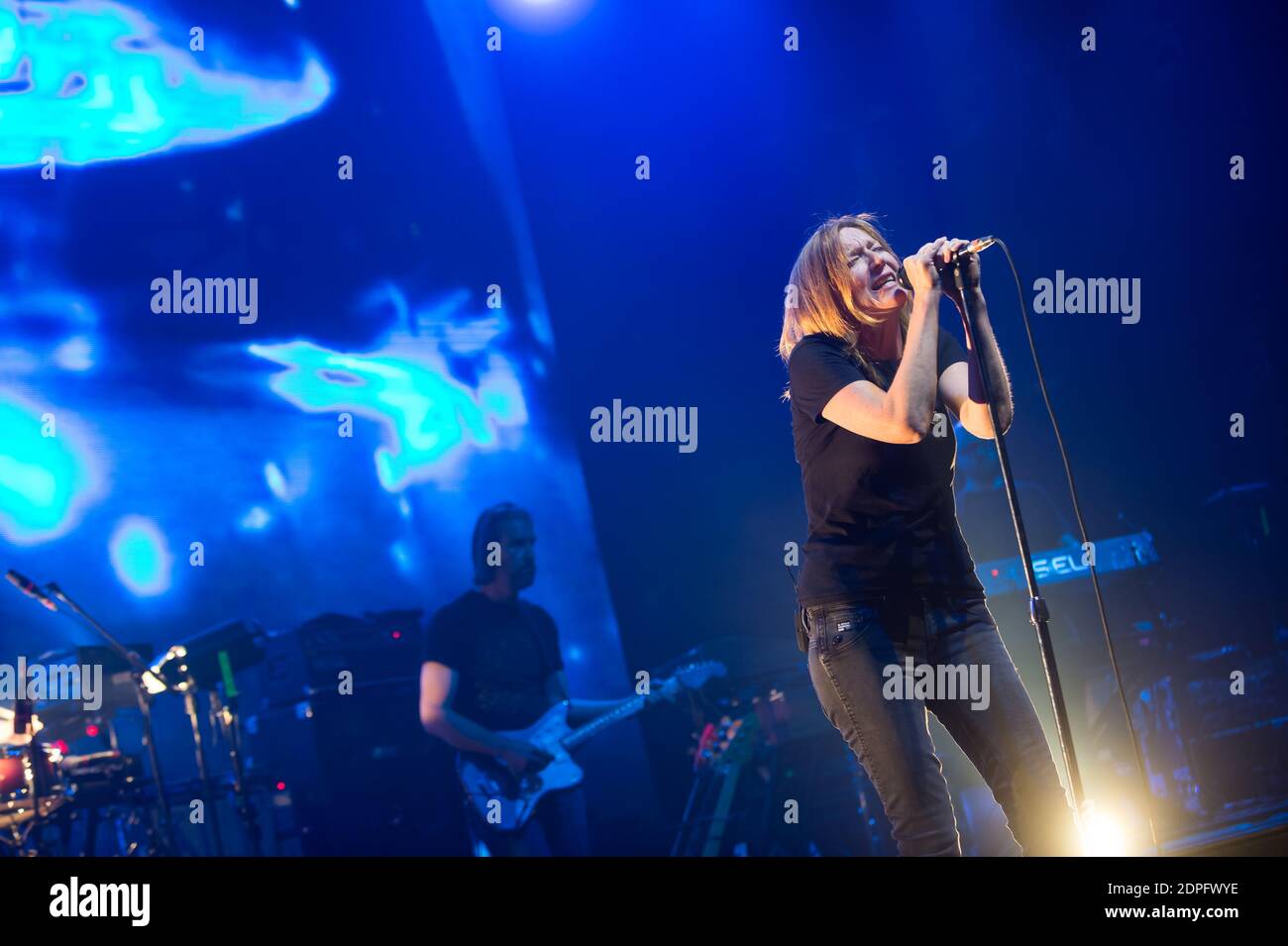 Portishead performs live on stage at Montreux Jazz Festival in Montreux