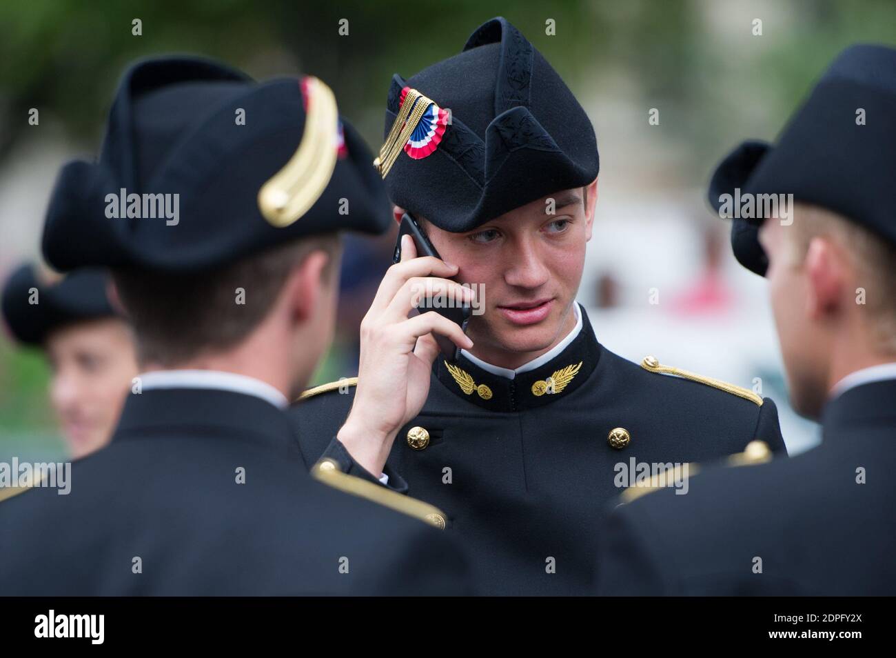 Frederic Arnault, son of French luxury group LVMH Chairman and CEO Bernard  Arnault, a student at French military academy Ecole Polytechnique, is  pictured on the Champs-Elysees prior to participate in the 2015