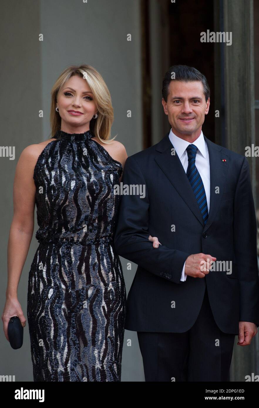 Mexican President Enrique Pena Nieto and his wife Angelica Rivera arriving for a state dinner hosted by French President Francois Hollande in their honor, at the Elysee Palace in Paris, France on July 16, 2015. President Pena Nieto is on four-day state visit to France. Photo by Thierry Orban/ABACAPRESS.COM Stock Photo