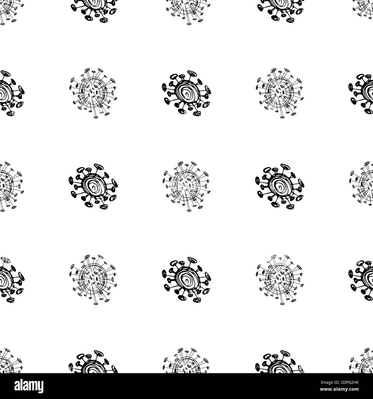Seamless pattern of coronavirus microbes. Coronavirus 2019-nCoV. Doodle ...