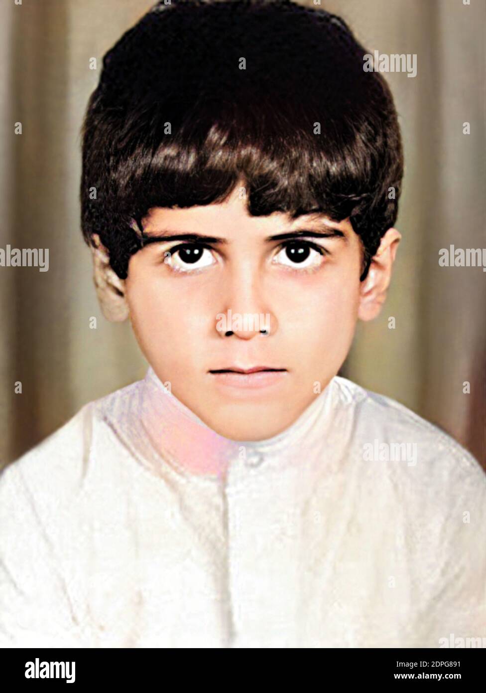 1966 ca , Riyad , SAUDI ARABIA : The islamic terrorist founder of al-Qaeda OSAMA BIN LADEN ( 1957 - 2011 ) aged 9 year . Unknown photographer . DIGITALLY COLORIZED .- BIN LADIN - ARABIA SAUDITA - POLITICO -  personalità da giovane giovani - personality personalities when was young - child - children - bambino - bambini - infanzia - childhood - TERRORISMO ISLAMICO - TERRORISTA SAUDITA - FONDAMENTALISTA ISLAMICO SUNNITA - ISLAMIC FONDAMENTALIST -  ISLAM - criminale - criminal --- Archivio GBB Stock Photo