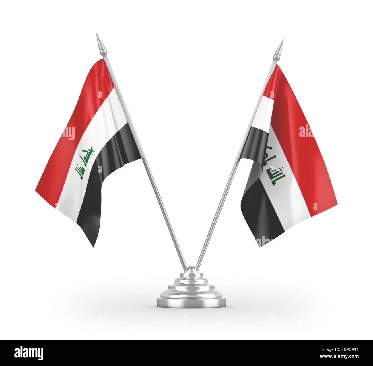 Iraq table flags isolated on white 3D rendering Stock Photo