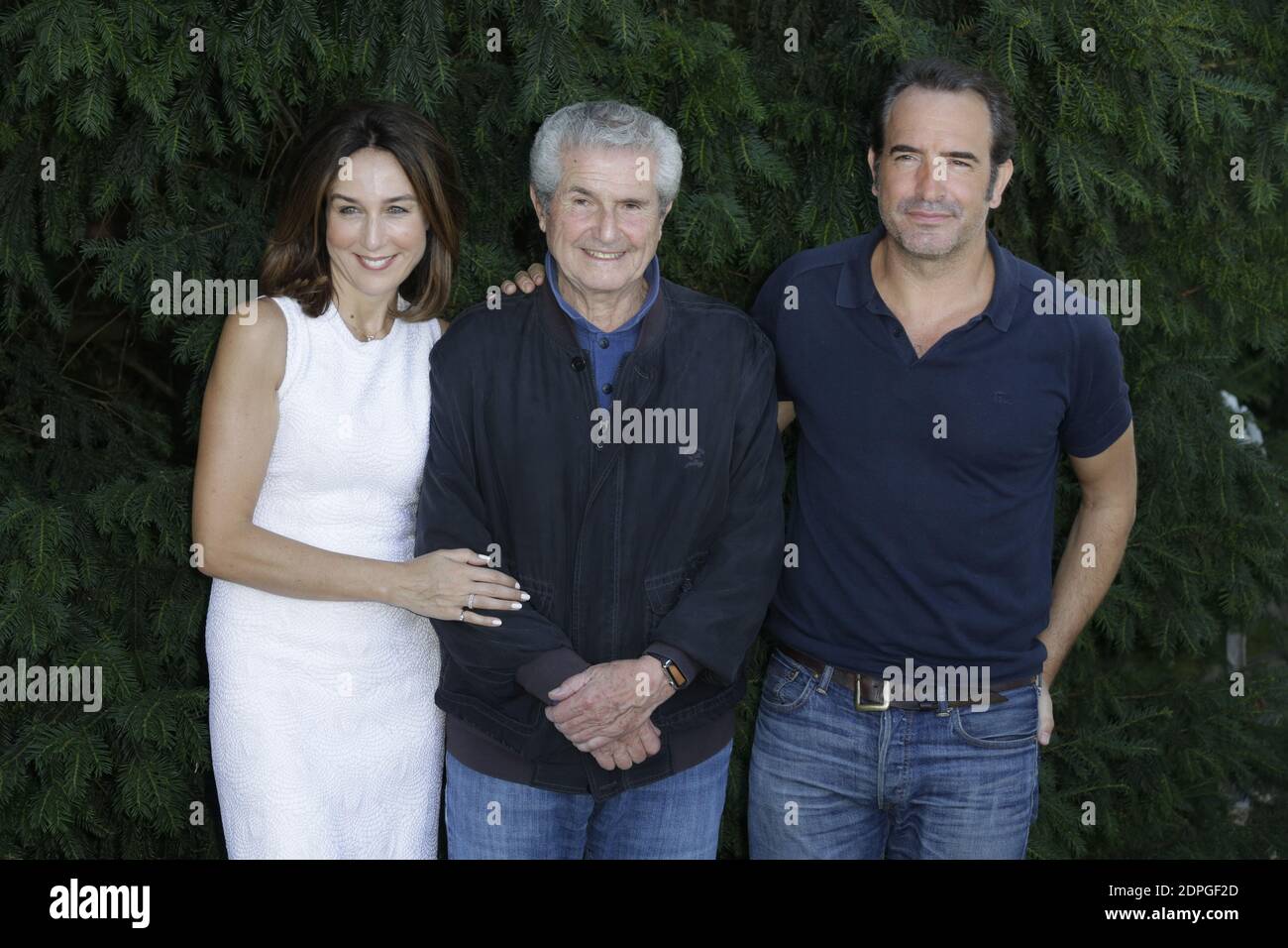 Claude Lelouch, Elsa Zylberstein and Jean Dujardin poses for the photocall  of 'Un + Une' during the 8th Angouleme Film Festival in Angouleme, France  on August 29, 2015. Photo by Jerome Domine/ABACAPRESS.COM