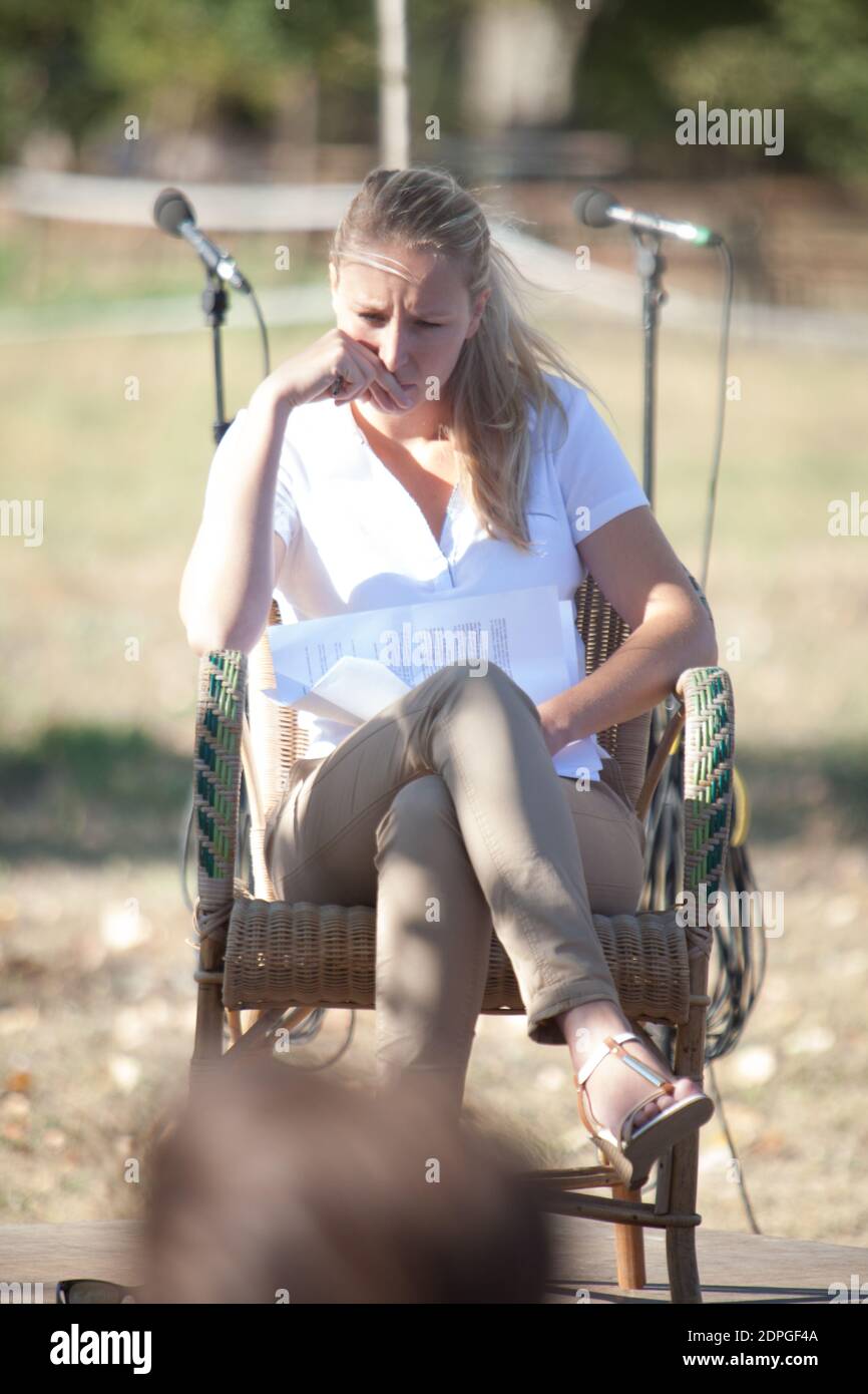 Marion Maréchal Le Pen (FN) participe a luniversite dete Catholique de la  Saint Baume du diocese Frejus-Toulon au Plan DAups, France le 29 Aout 2015  en compagnie de Herve Mariton (LR)et Simon