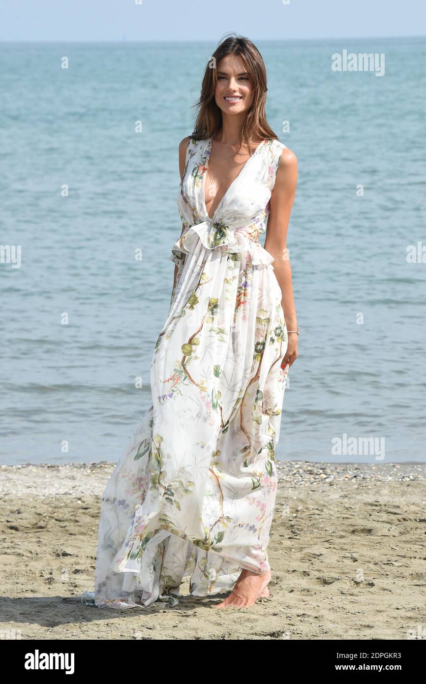 Alessandra Ambrosio attending a photocall on the Excelsior beach during