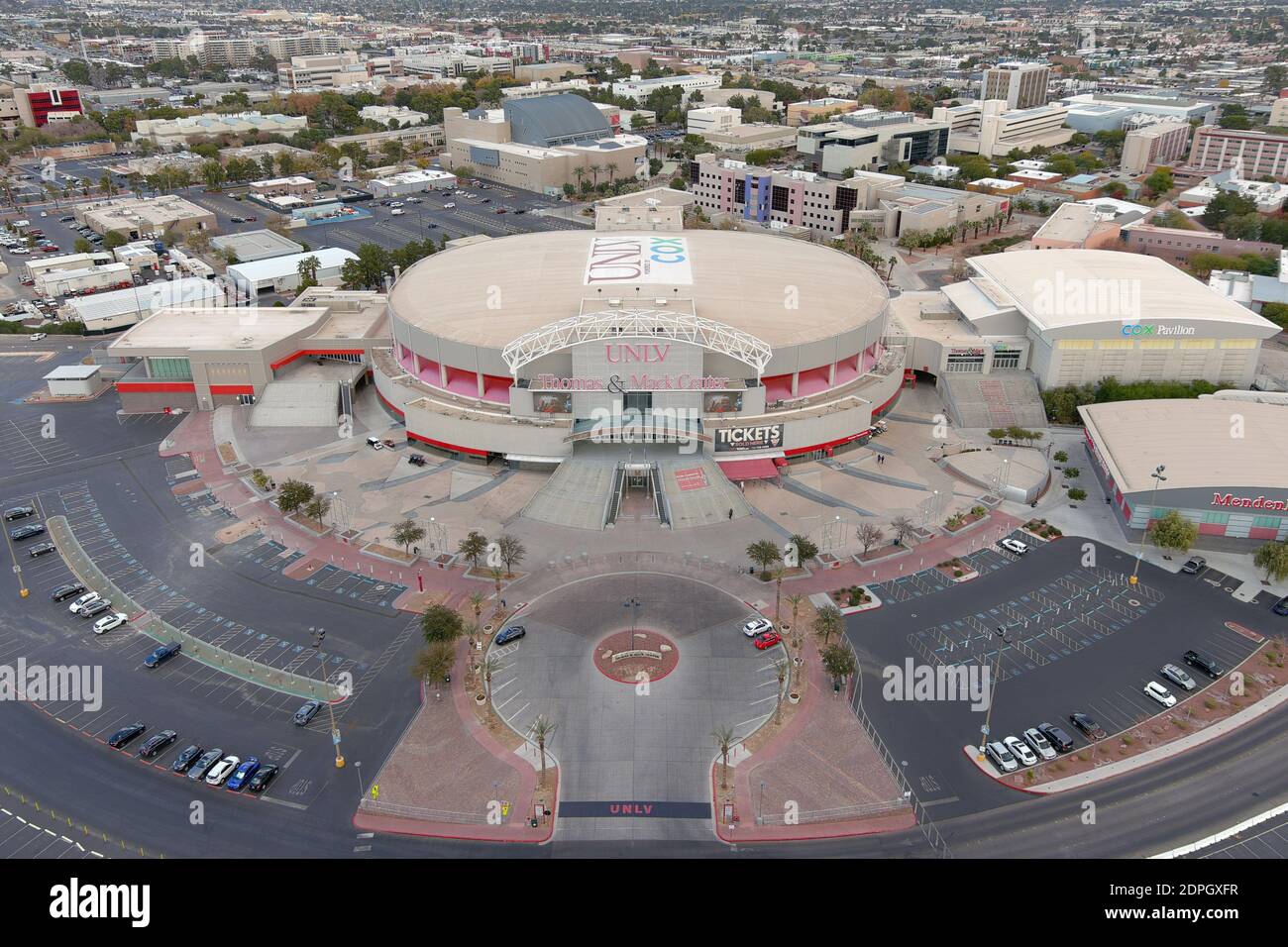 An aerial view of the Thomas & Mack Center of the University of Nevada ...