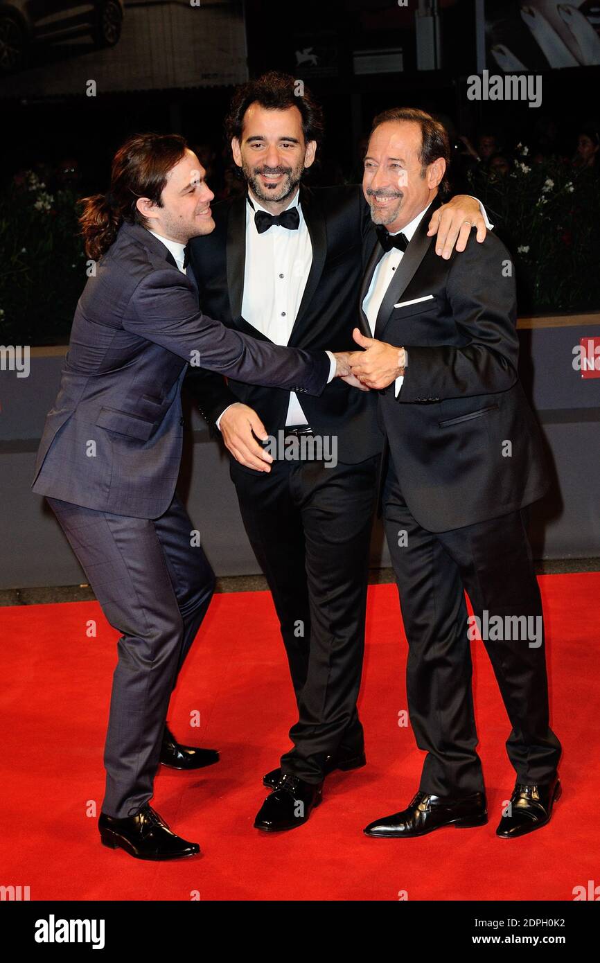 Peter Lanzani, Pablo Trapero and Guillermo Francella attending the premiere for the film El Clan as part of the 72nd Venice International Film Festival (Mostra) in Venice, Italy, on September 6, 2015. Photo by Aurore Marechal/ABACAPRESS.COM Stock Photo