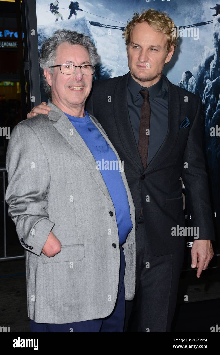 Jason Clarke and Beck Weathers attend the premiere of Everest in Los