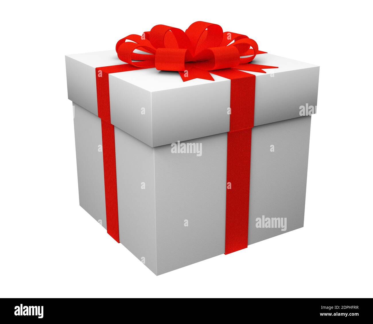 Gift box with red ribbon isolated on white background. 3d render Stock ...
