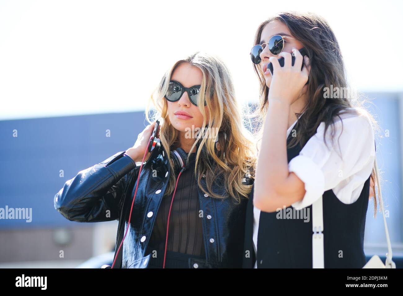 Street style, Models Stella Maxwell and Taylor Hill after Tommy Hilfiger  Spring Summer 2016 show held