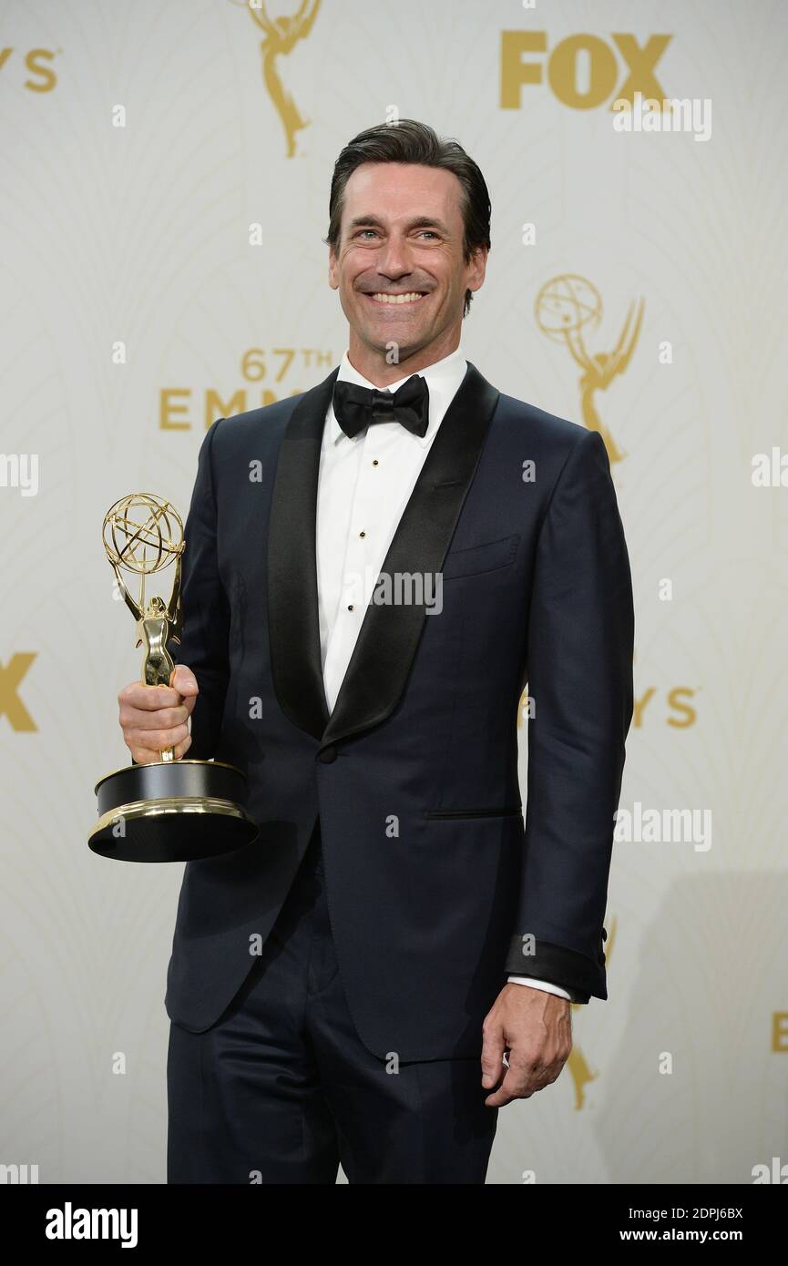 Jon Hamm Poses In The Press Room Of The 67th Emmy Awards At The jon-hamm-poses-in-the-press-room-of-the-67th-emmy-awards-at-the
