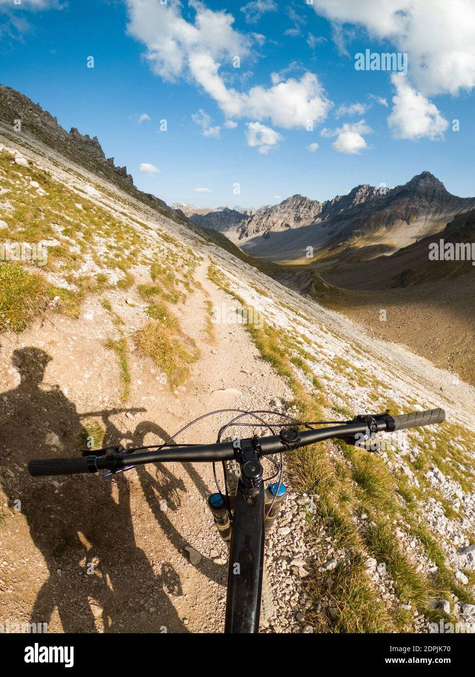 Gopro First Person View Mountain Biking On Footpath In The Swiss Alps,  Lenzerheide, Switzerland Stock Photo - Alamy