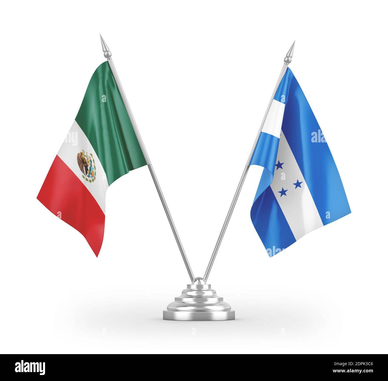 Honduras and Mexico table flags isolated on white 3D rendering Stock ...