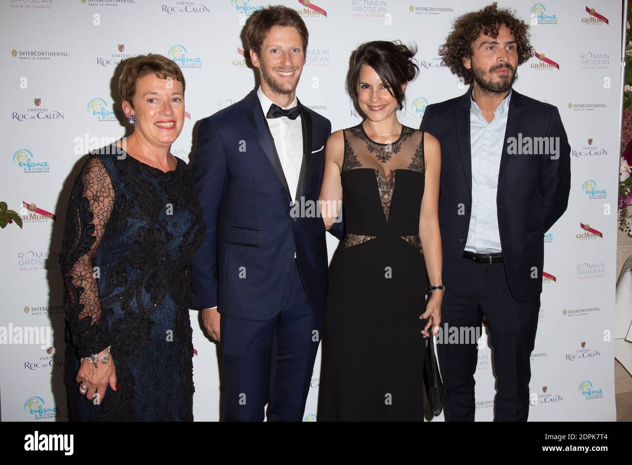 ANNE GOUIN 'PRESIDENTE DE L'ASSOCIATION ENFANCE ET CANCER, ROMAIN GROSJEAN ET SA FEMME MARION JOLLES, MAXIME MUSQUA - GALA DE CHARITE AU PROFIT DE L'ASSOCIATION ENFANCE ET CANCER AU GRAND HOTEL INTERCONTINENTAL OPERA Photo by Nasser Berzane/ABACAPRESS.COM Stock Photo