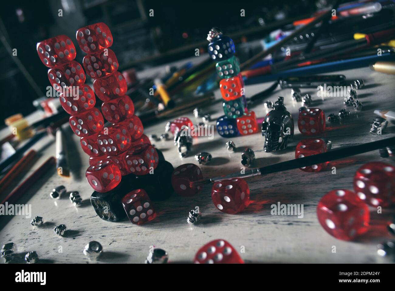 Close-up Of Dices On Table Stock Photo