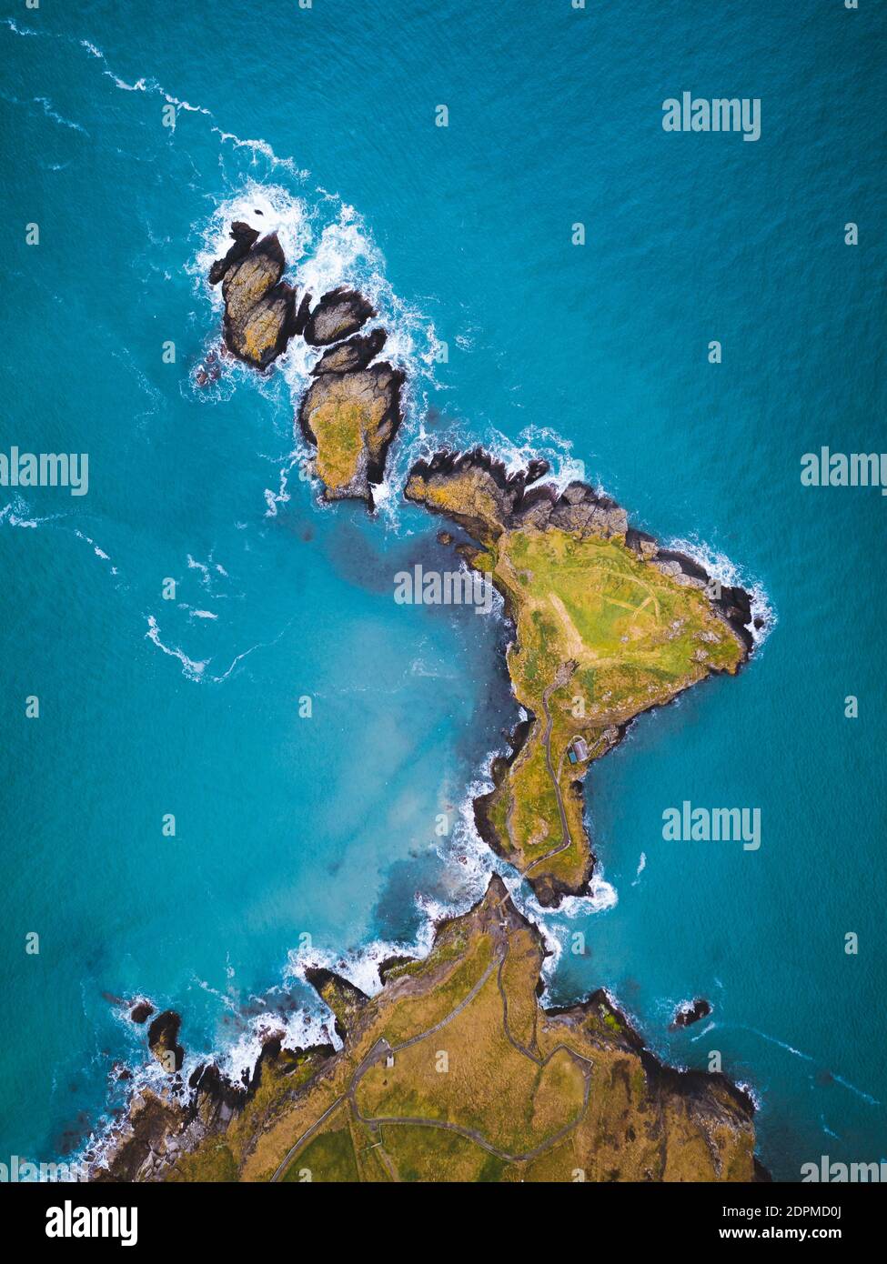 Aerial View Of Land And Sea Stock Photo Alamy