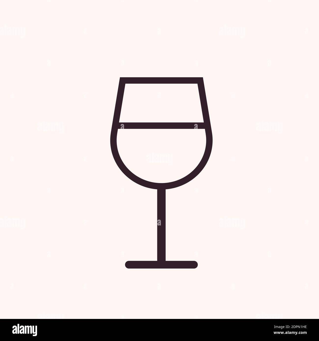 Wine glass outline icon, modern minimal flat design style, vector