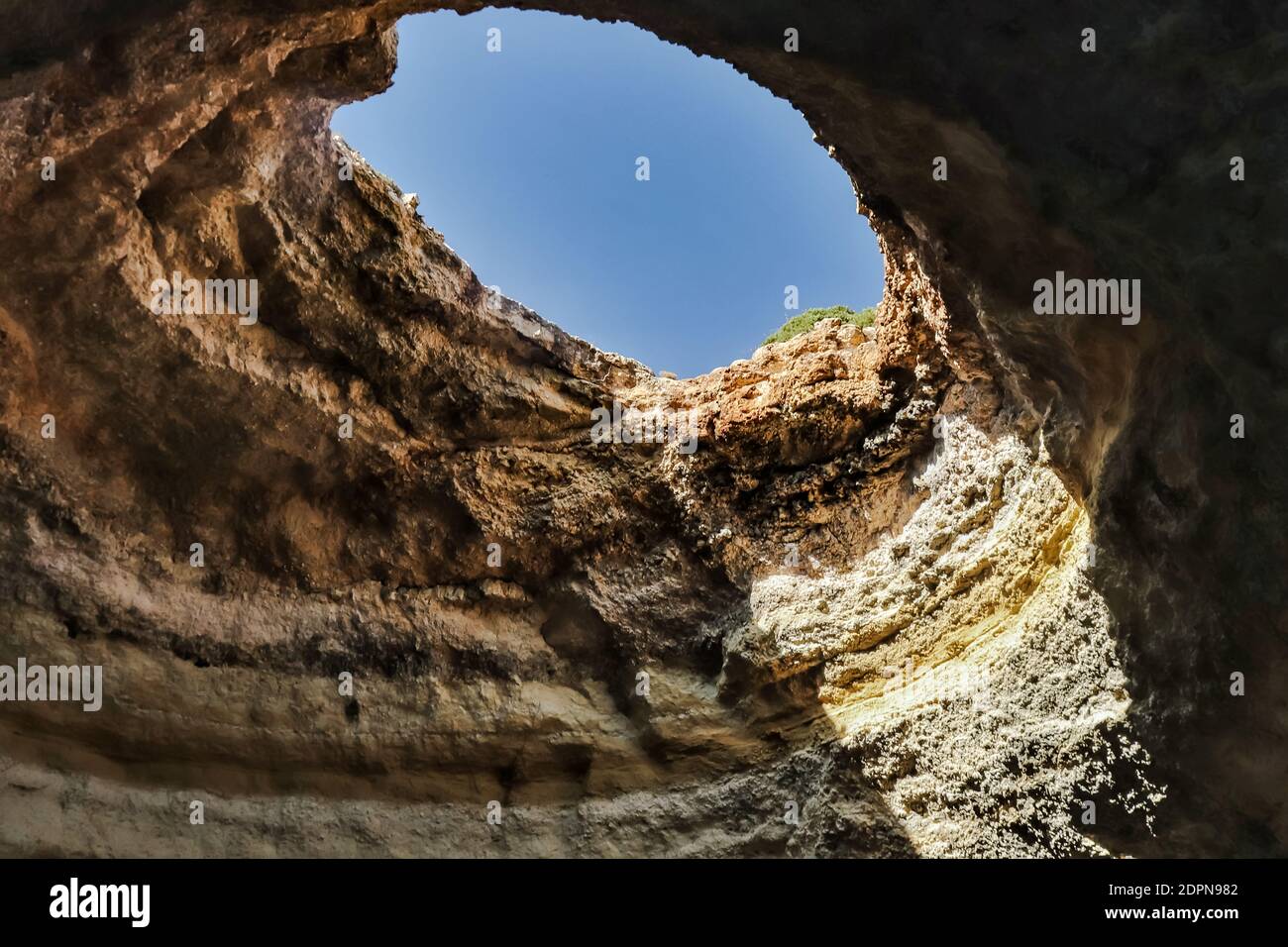 Chaminé Geológica Da Gruta De Benagil - Geological Chimney Of The Benagil Grotto Stock Photo