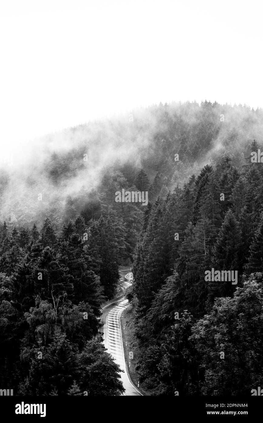 Black forest road forest aerial Black and White Stock Photos & Images ...