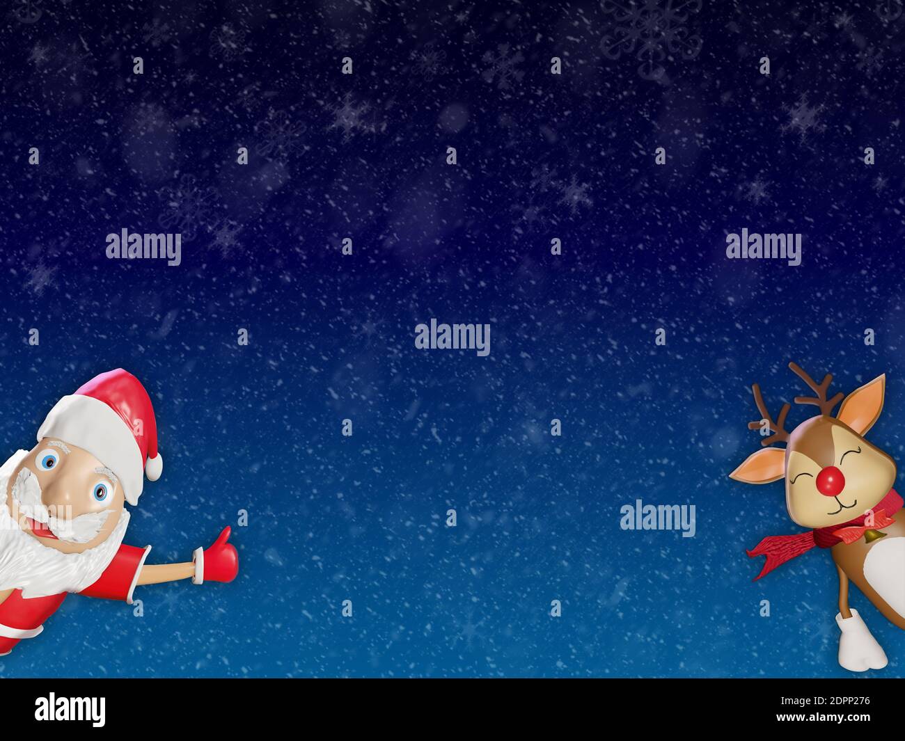Merry Christmas and Happy New Year with santa claus and cute reindeer ...