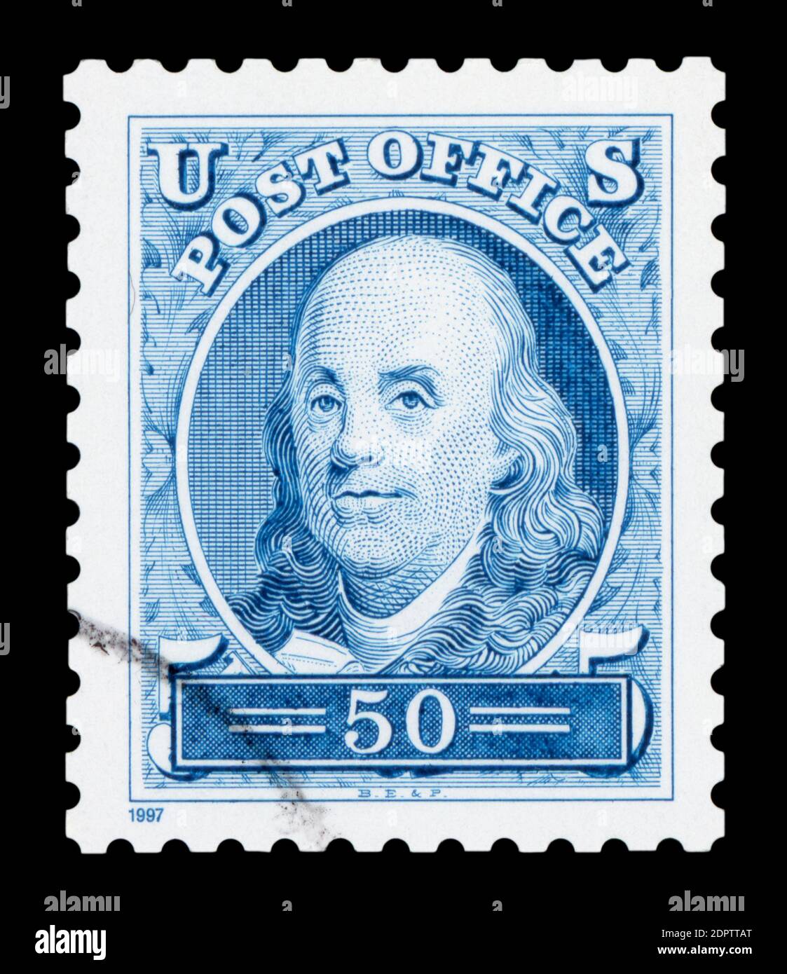 UNITED STATES OF AMERICA - CIRCA 1997: A stamp printed in the United States of America shows Benjamin Franklin, circa 1997. Stock Photo