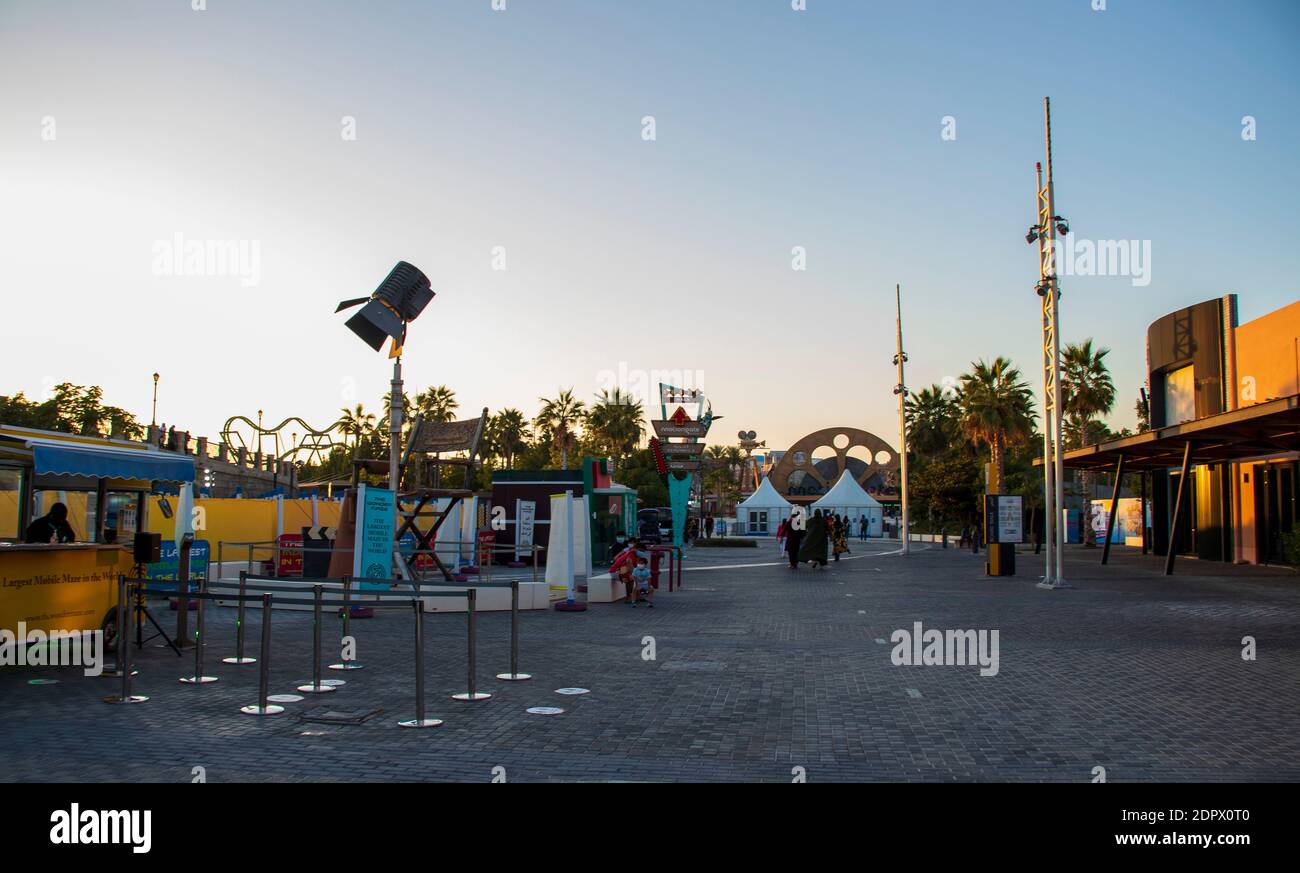 Theme park called motion gate at Dubai parks and resorts Stock Photo ...