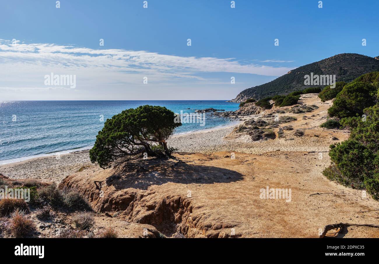 Beautiful beach in Porto sa Ruxi, turquoise water and white sand, Villasimius, Sardinia, Italy Stock Photo