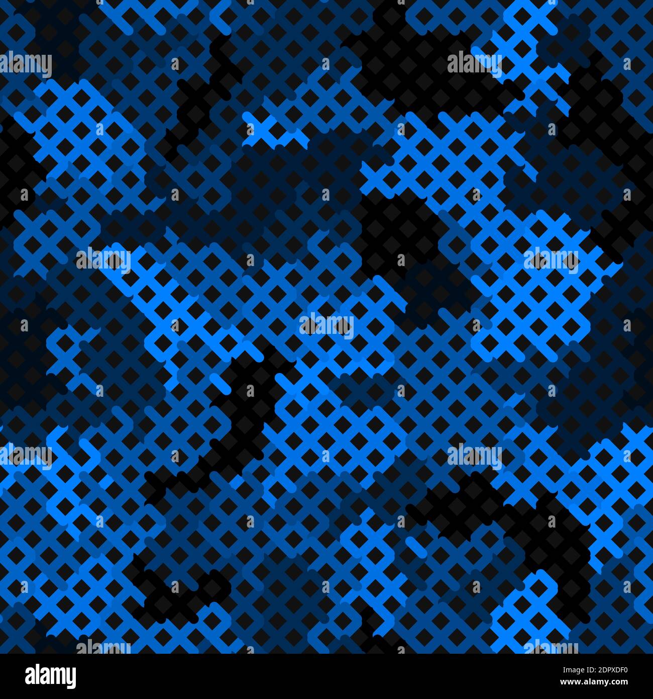Blue Camouflage Seamless Pattern. Glowing Color Seamless Camouflage Net