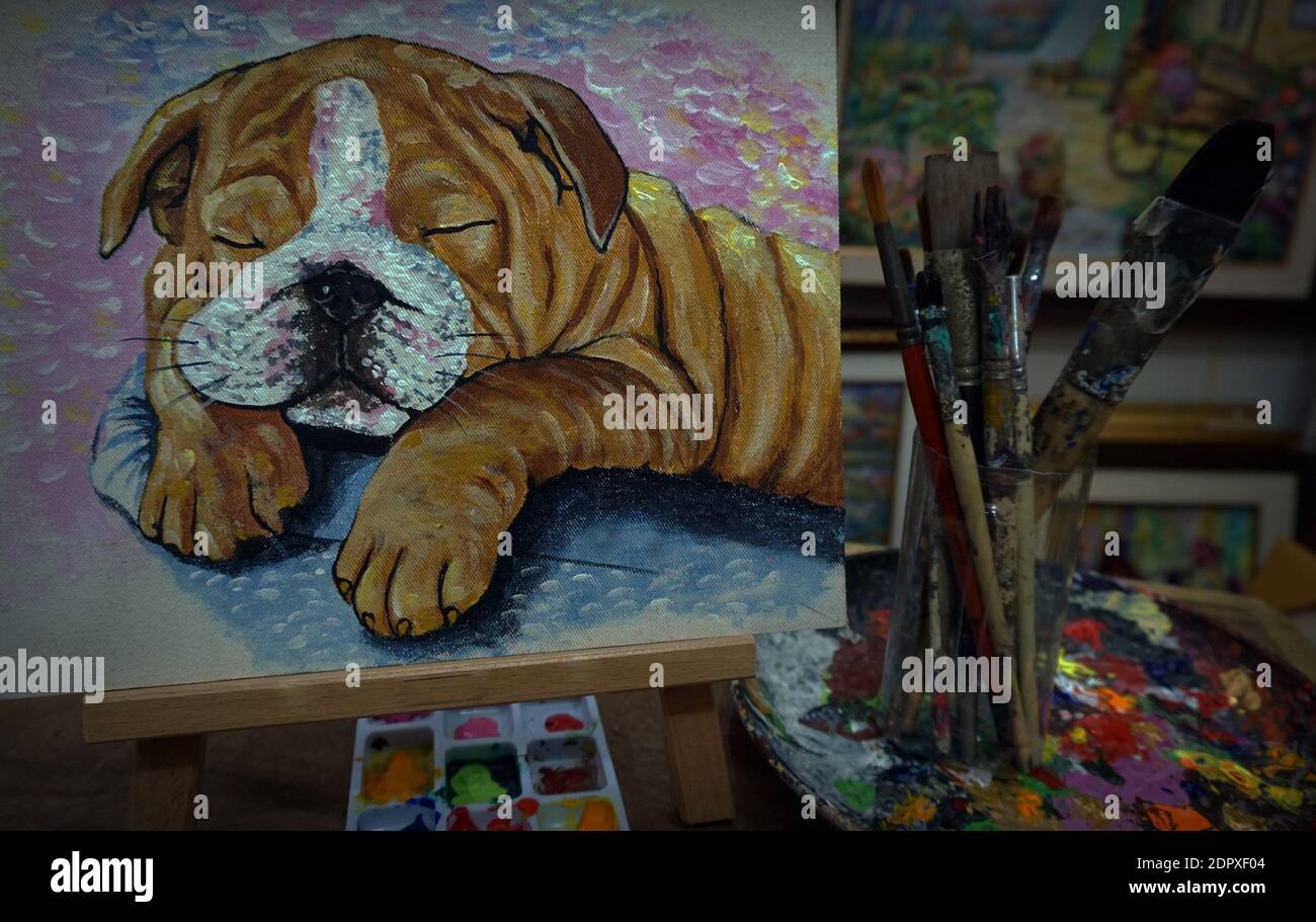 Bulldog painting on sale hobby lobby
