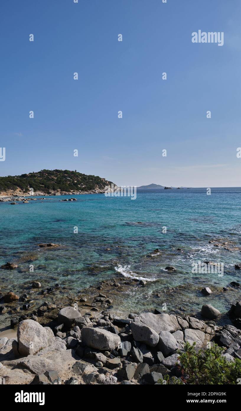Beautiful beach in Porto sa Ruxi, turquoise water and white sand