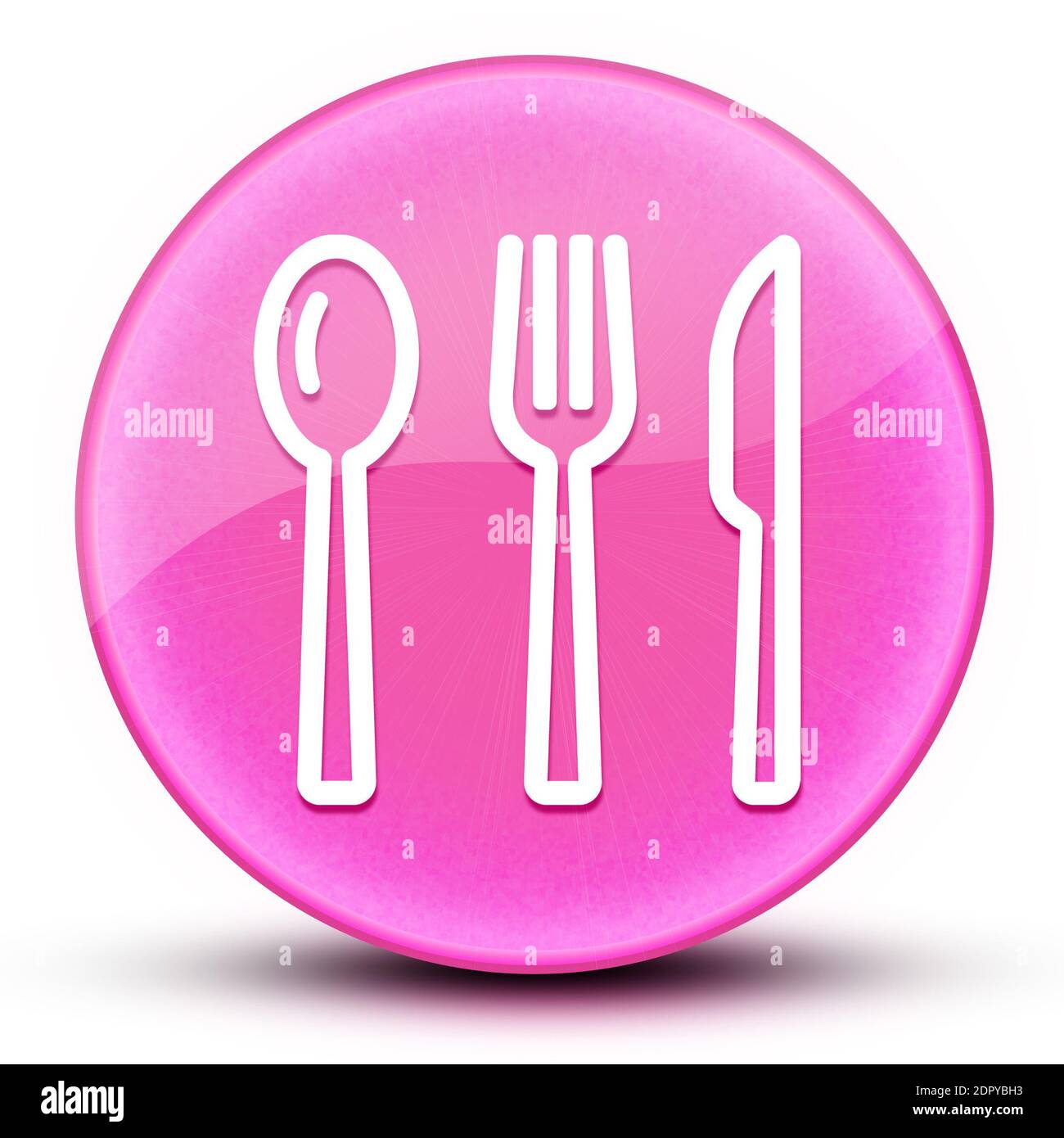 Cutlery eyeball glossy elegant pink round button abstract illustration Stock Photo