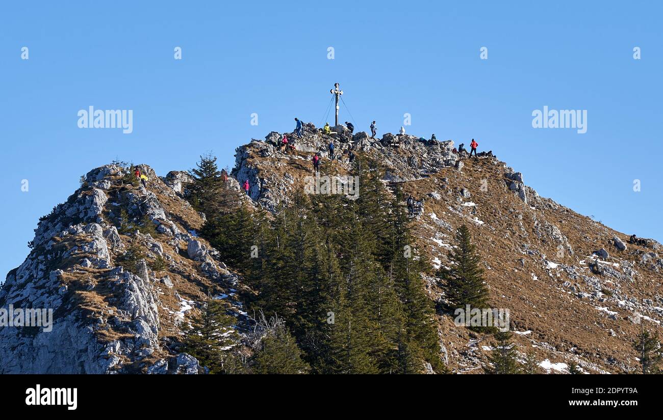 Crowded Mountain Top in December 2020 Stock Photo