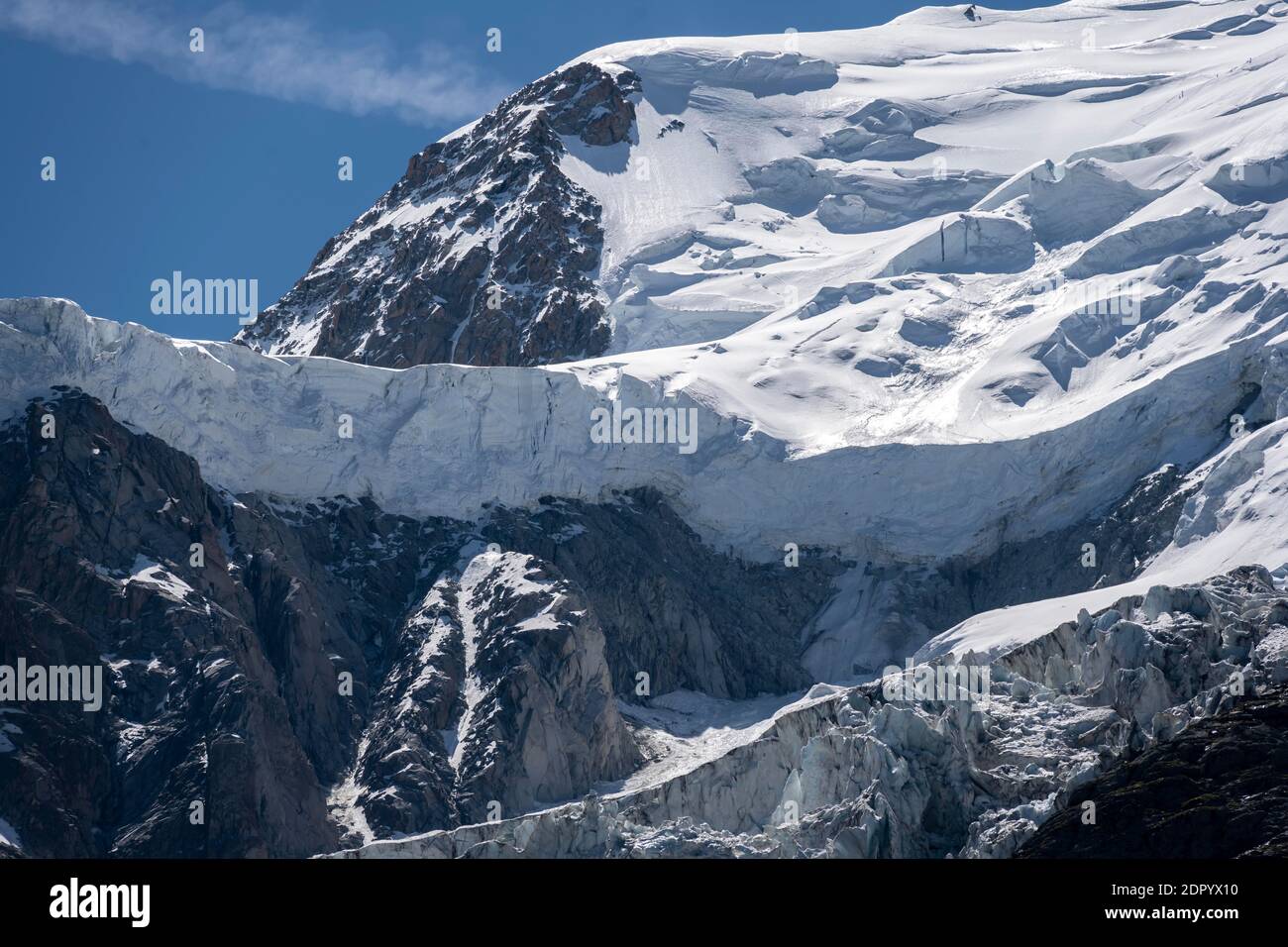 High alpine mountain landscape, glacier edge, glacier tongue, Glacier des Bossons, Chamonix, Haute-Savoie, France Stock Photo