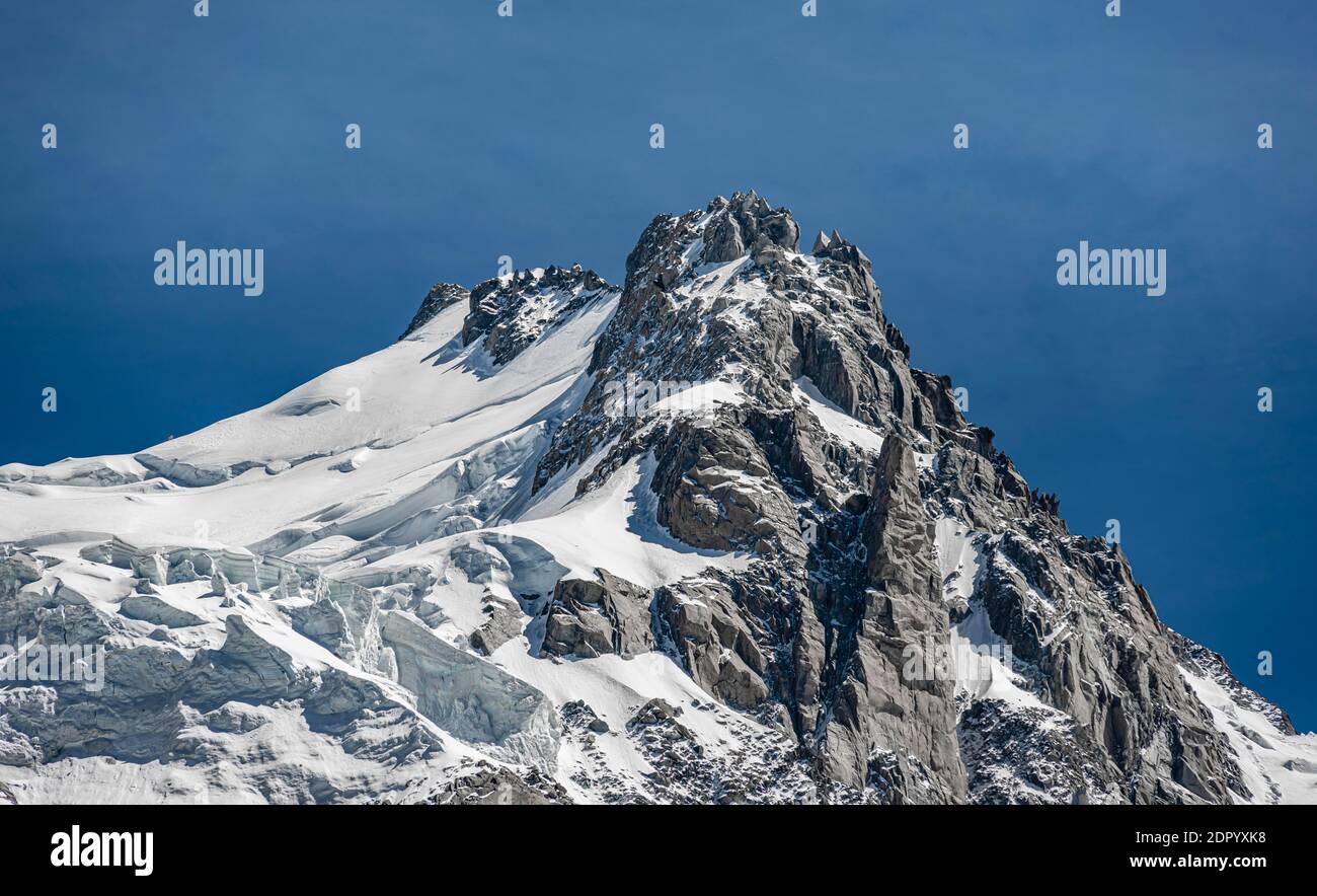 High alpine mountain landscape, summit of Mont Maudit, Chamonix, Haute-Savoie, France Stock Photo