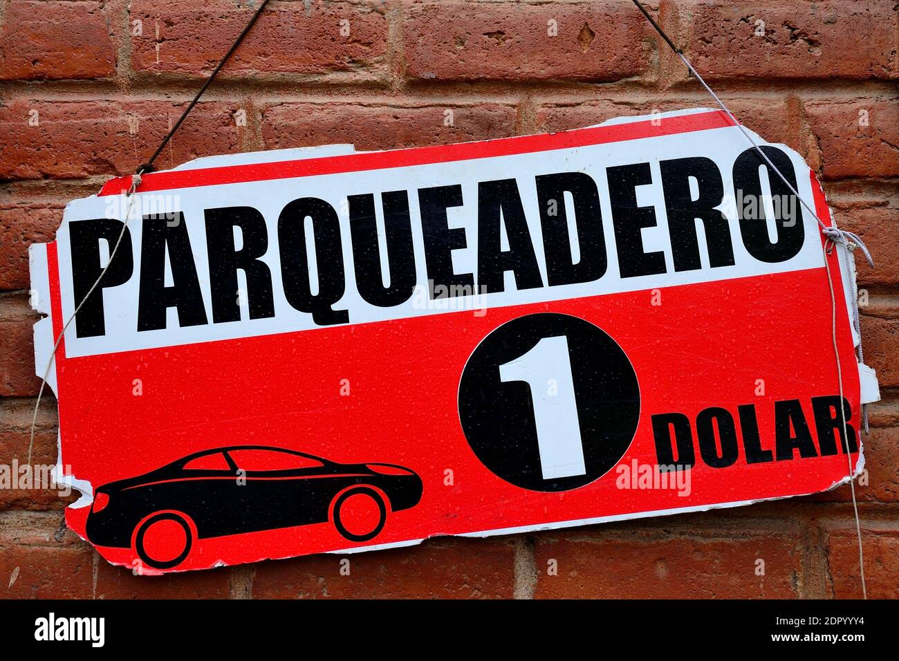 Price sign at the parking lot, Banos de Agua Santa, Tungurahua Province