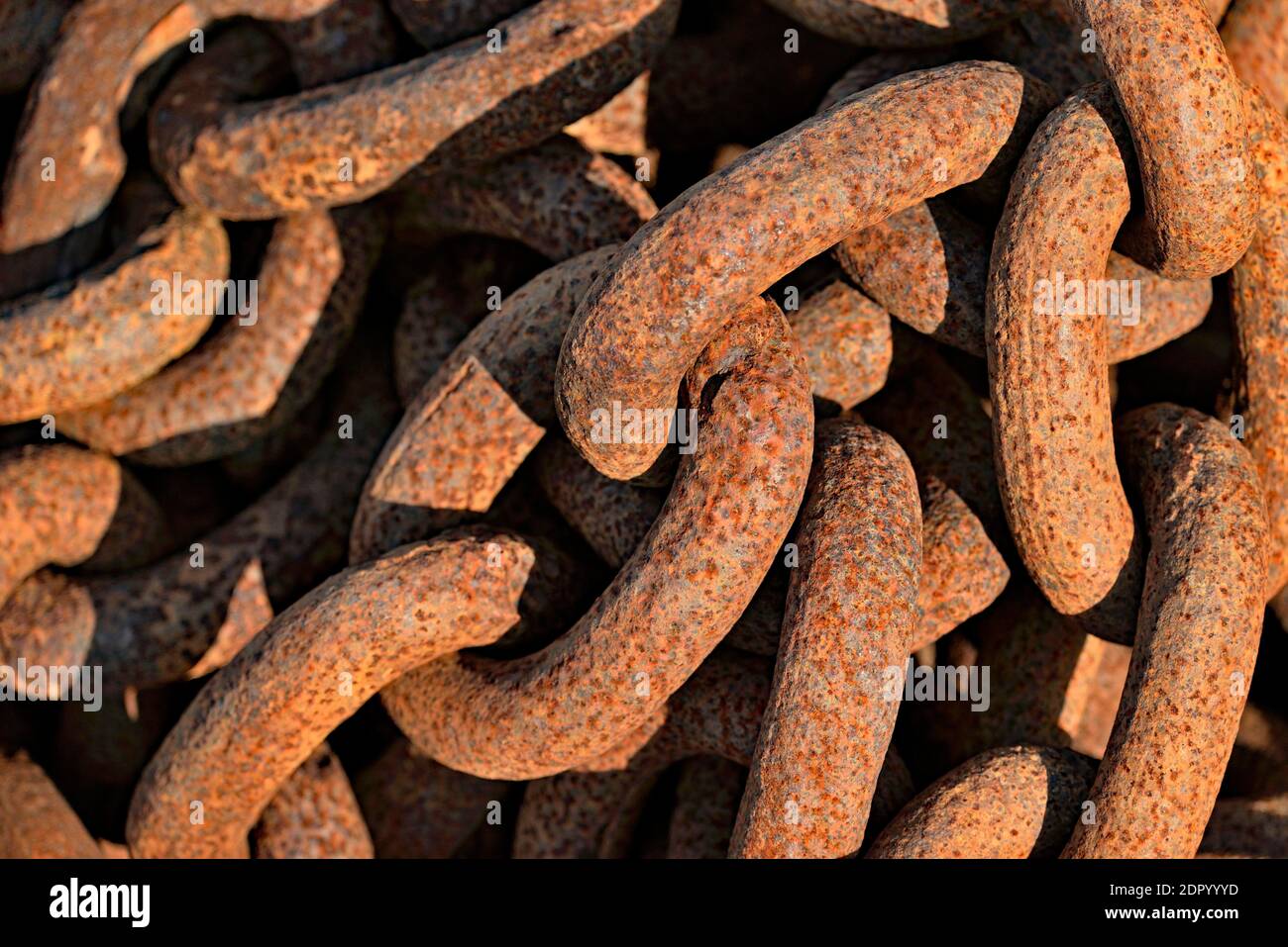 Rusty chain links, iron chain, close up, Greetsiel, Lower Saxony, Germany Stock Photo