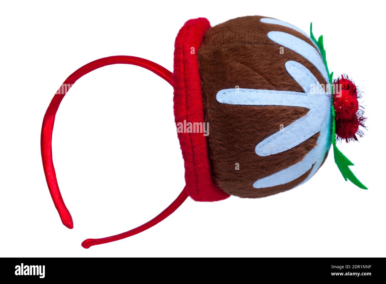 Christmas Pudding headband hat isolated on white background Stock Photo
