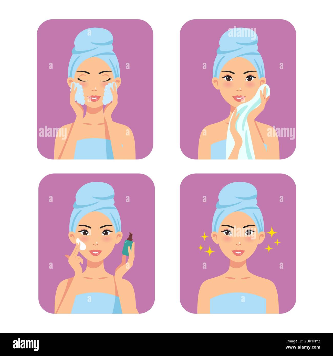 Vector Stock Of Woman Caring For Facial Skin And Cleansing Tonic Stock Vector Image And Art Alamy 