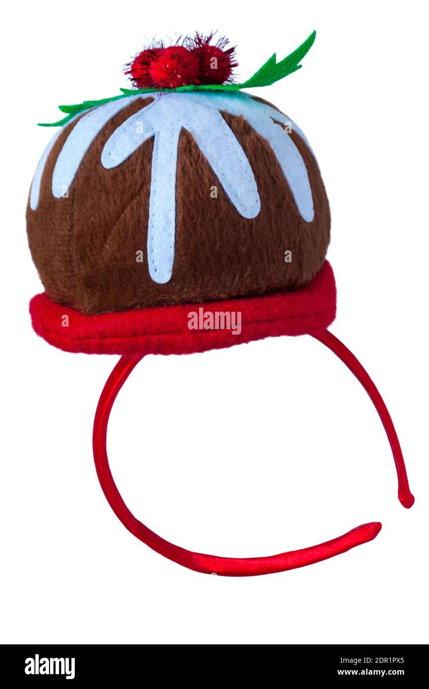 Christmas Pudding headband hat isolated on white background Stock Photo