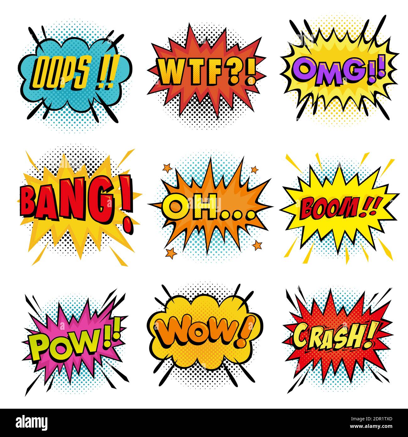 Collection of Sound effects wording comic speech bubble in pop art style  and half tone background Stock Vector Image & Art - Alamy